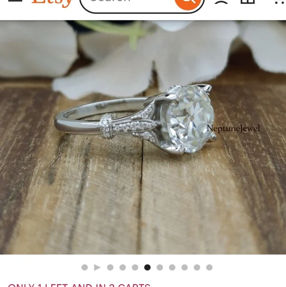 NWOT Moissanite 10MM Round Diamond / 925 Silver Vintage - Picture 7 of 16